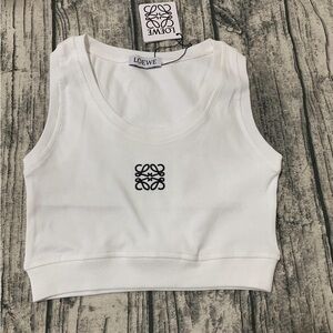 Loewe White Logo Crop Top